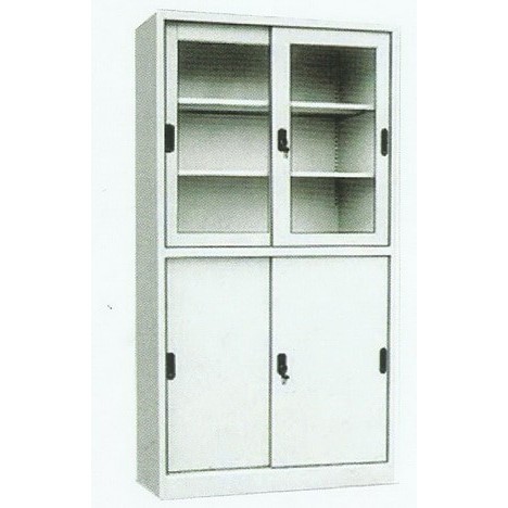 

LEMARI ARSIP BESI ATAS KACA & BAWAH PANEL PINTU SLIDING PROSPEK MURAH
