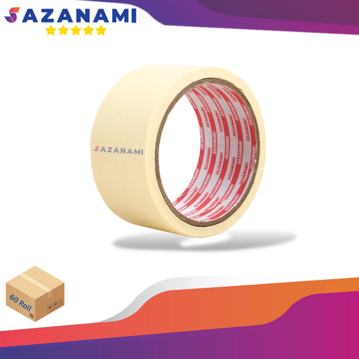 

1 BOX MASKING TAPE 48MM 2" INCH X 15M SAZANAMI ISOLASI LAKBAN KERTAS