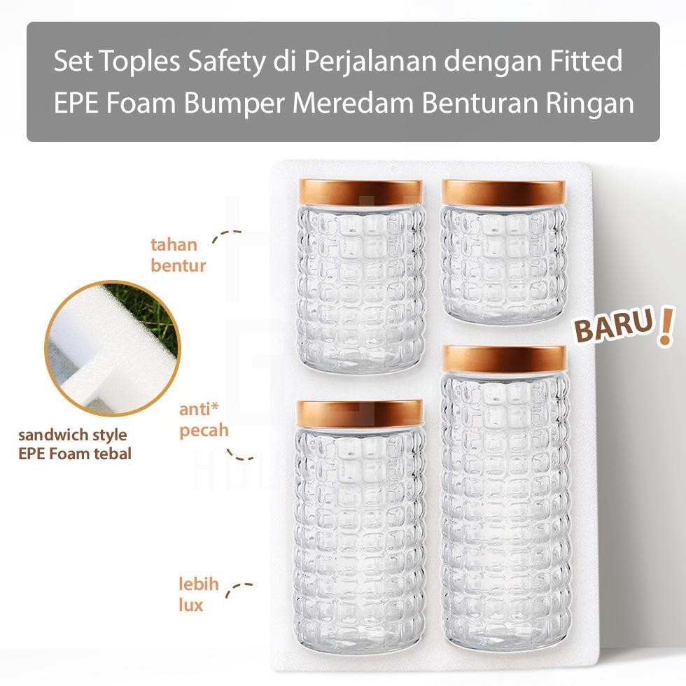 Of14 Hugo Toples Lebaran Toples Kaca Set 4 Pcs Tutup Rosegold Toples Kue Kerupuk Snack Cemilan Serba