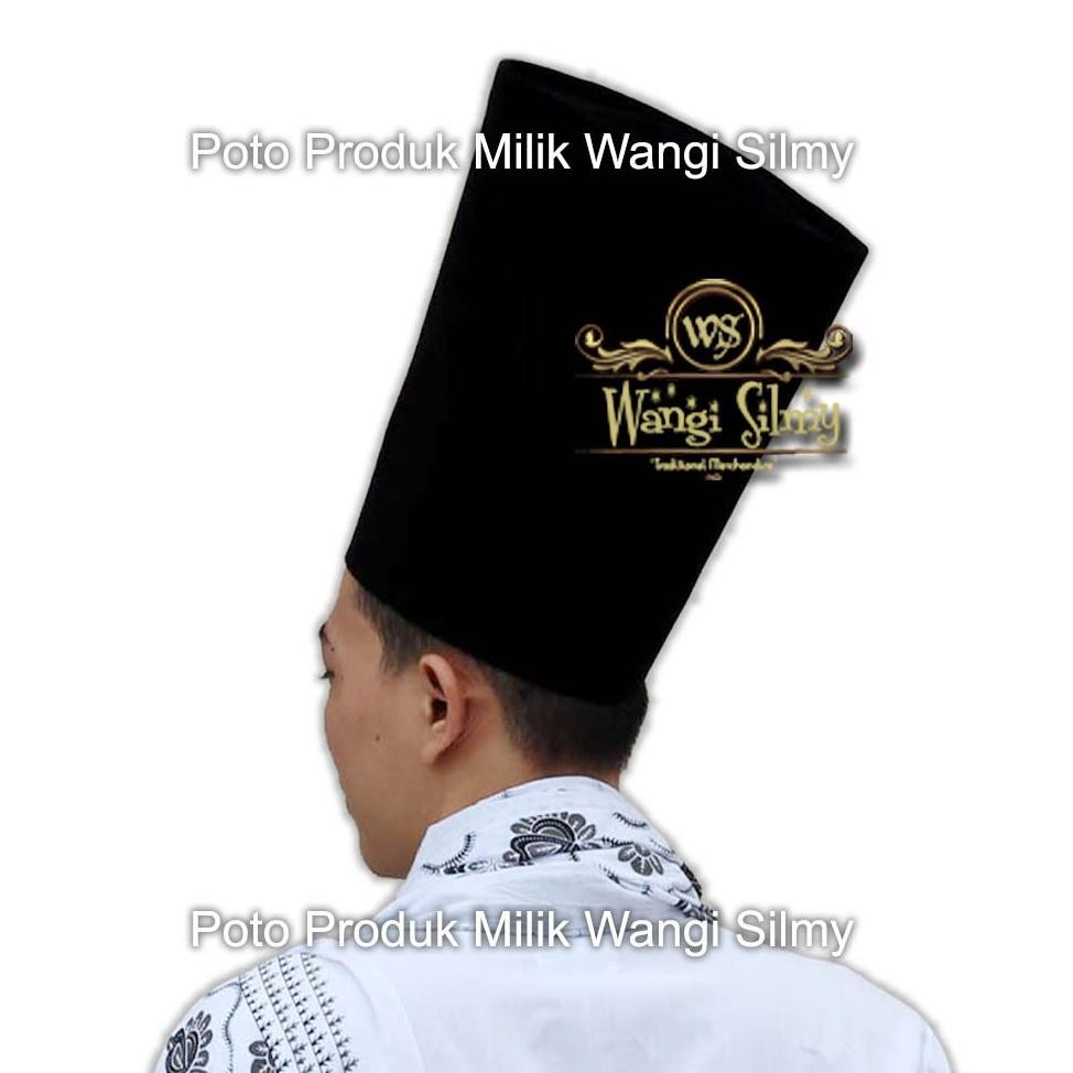 LI34 Songkok Tinggi 50cm Hitam Polos - Songkok Hitam Polos 50 CM - Songkok Kopiah Peci Tinggi 50cm T