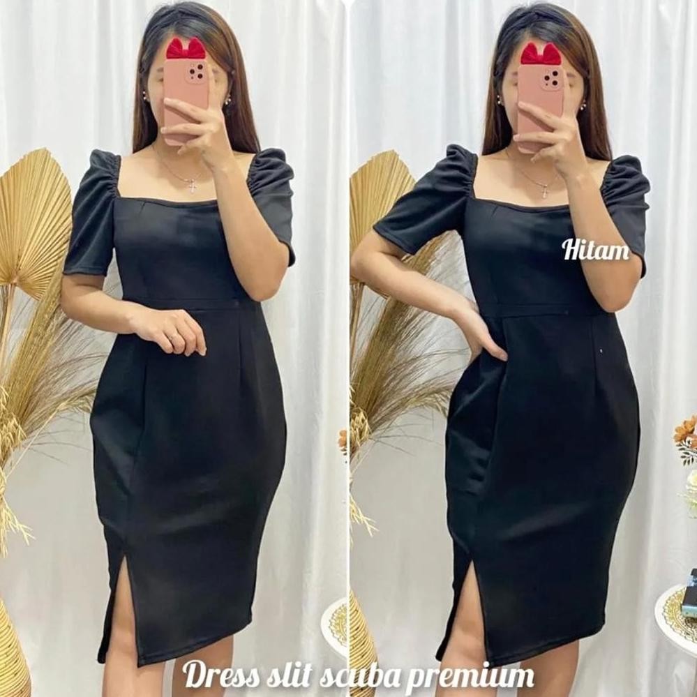 Dres Wanita Intage Scuba / Dres Bodycon Bahan Scuba / Dres Wanita Kekinian / Dres Korea