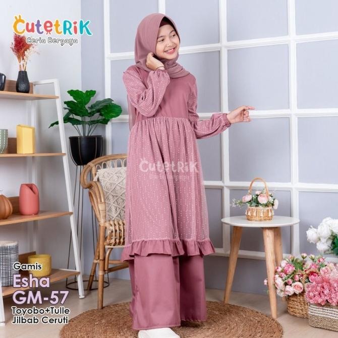 Gamis Anak /Dress Baju Muslim Perempuan 5-12Thn Lucu Cutetrik Gm57 Stok Terbatas