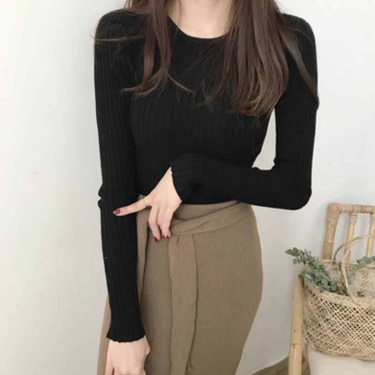 Inner Rajut Lengan Panjang Kancing Gold Korean Style Import Premium Xam | Inner Lengan Panjang Kanci