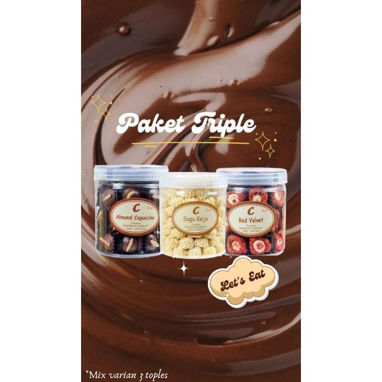 

AURORAE WAROENG COKELAT PAKET TRIPLE 3 TOPLES KUE KERING COKELAT 250GR