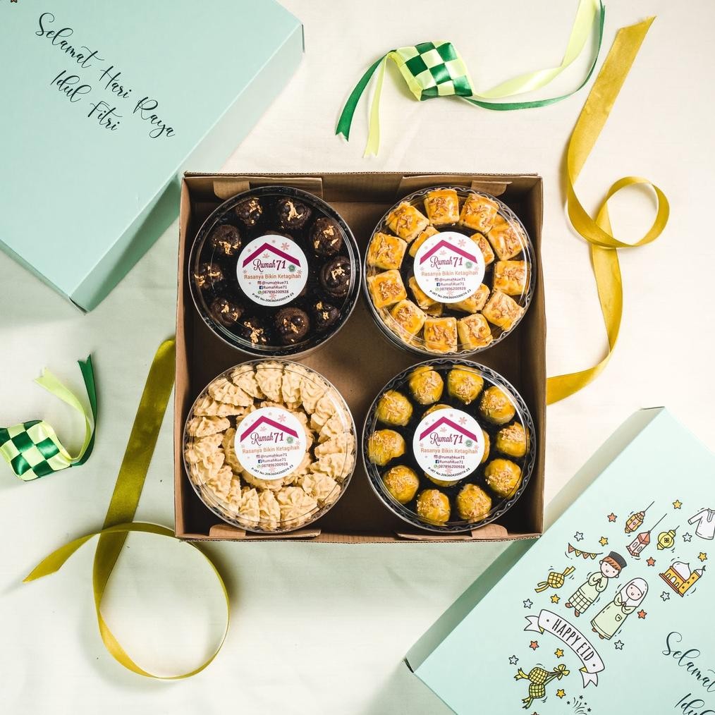 

AURORAE RUMAH71 HAMPERS KUE KERING ISI 8 TOPLES 250 GRAM - PARCEL HOMEMADE COOKIES - KUE LEBARAN - KUE NATAL - IMLEK