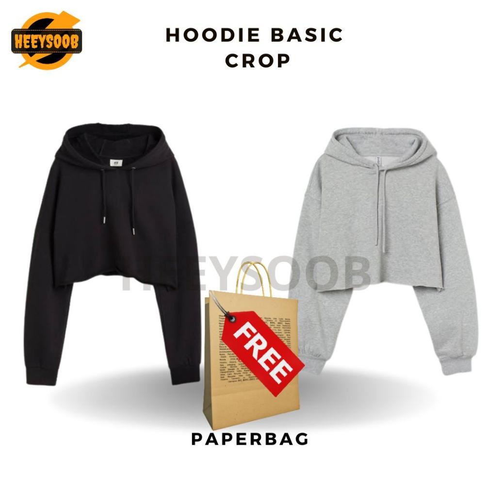 Hoodie Basic Crop Hoodie Crop Top Sweater Hoodie Crop Wanita