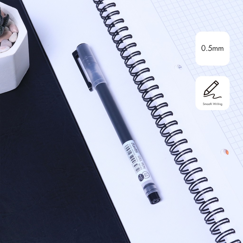 

[Pelangi Stationery] BANTEX Gel Pen BG1003 Tinta 4X Lebih Banyak Pena Tip 0.5 mm Black