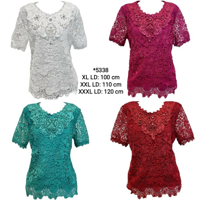 Atasan Wanita Brukat Prada Jumbo Blouse Brokat Putih Kebaya Wanita