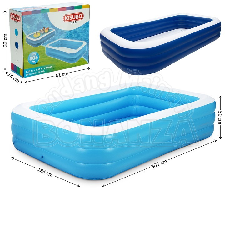 [Bonanza]Mainan Kolam 3 Ring 305x183x50 cm Kisubo [warna random]