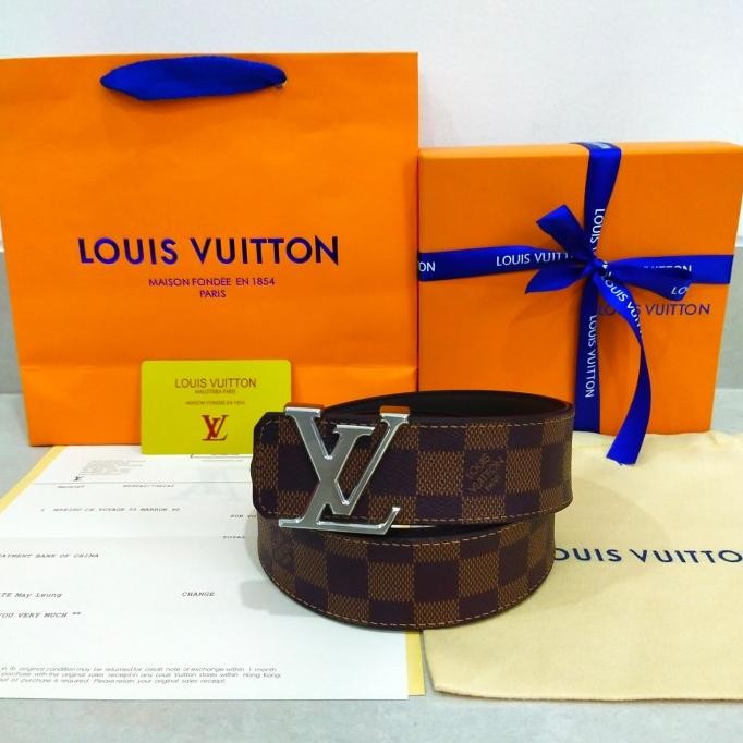Ikat Pinggang LV Belt Premium Mirror Original - Damier Ebene