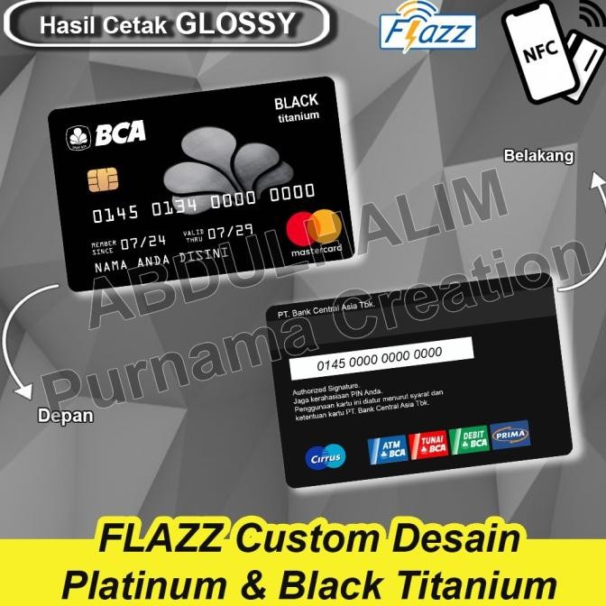 Cetak Kartu Flazz gen 2 motif Platinum Prioritas / Black Titanium / Black Card bisa NFC