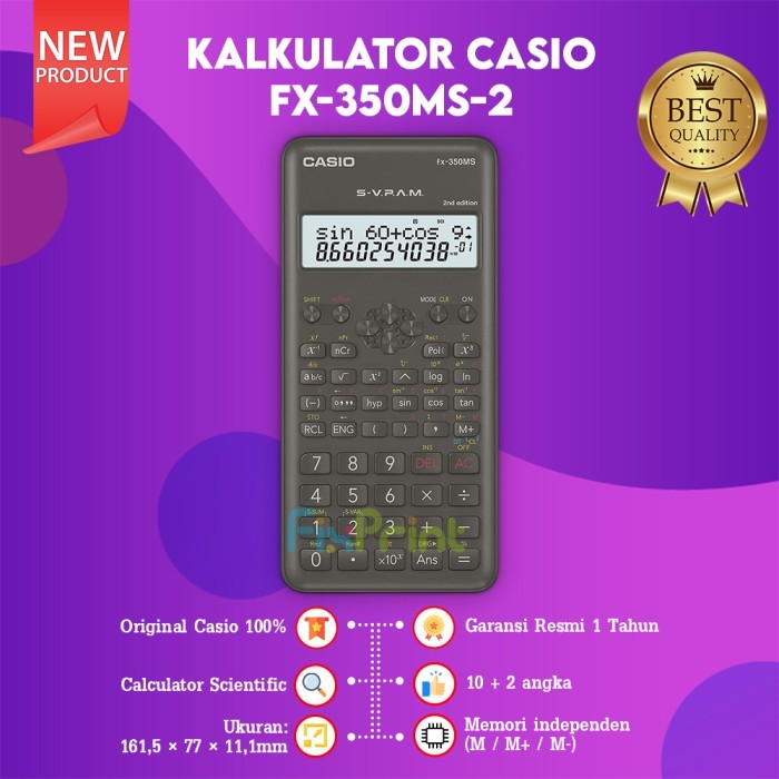 

Calculator Casio Fx-350Ms 2 Scientific Kalkulator Ilmiah New Original