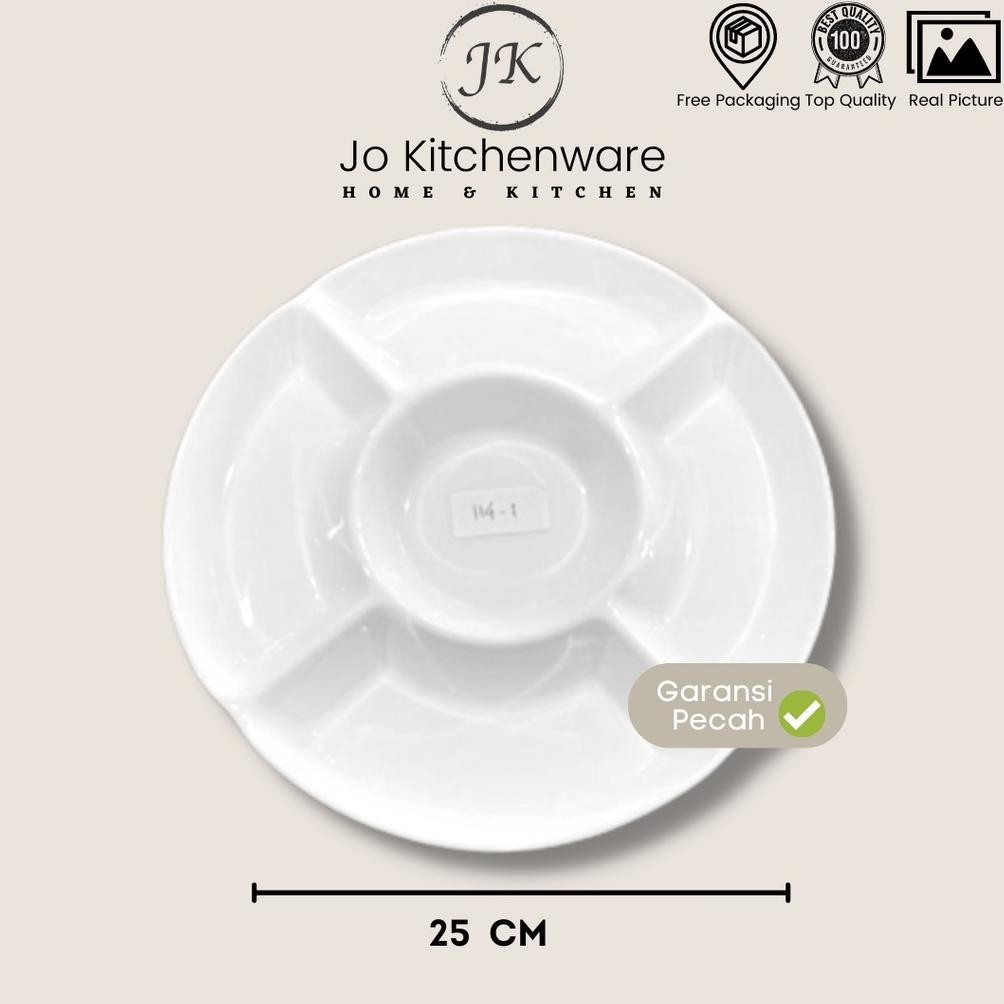 AURORAE PIRING SAJI KERAMIK SEKAT 5 DIAMETER 25CM PUTIH TEBAL 114-2
