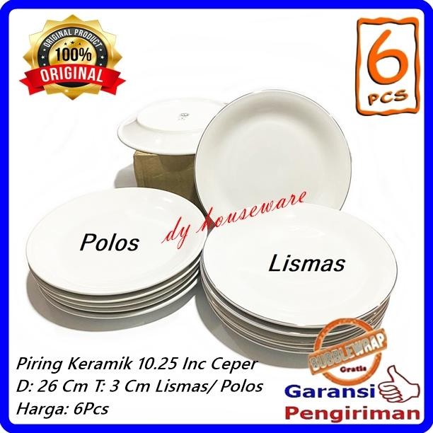 AURORAE PIRING KERAMIK 10.25 INCH 26 CM CEPER LISMAS/ POLOS PIRING PRASMANAN SNI ( HARGA 6PCS )