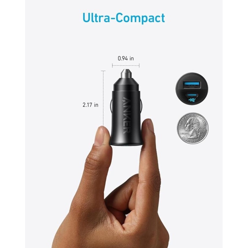 Anker Powerdrive 30W Car Charger Mobil Dual Port Fast Charging Pps For Iphone Samsung - A2741 Origin