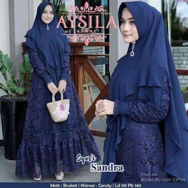 BEST SELLER GAMIS BRUKAT SYARI SANDRA BAJU WANITA MUSLIM DRESS SETELAN GAMIS 2023