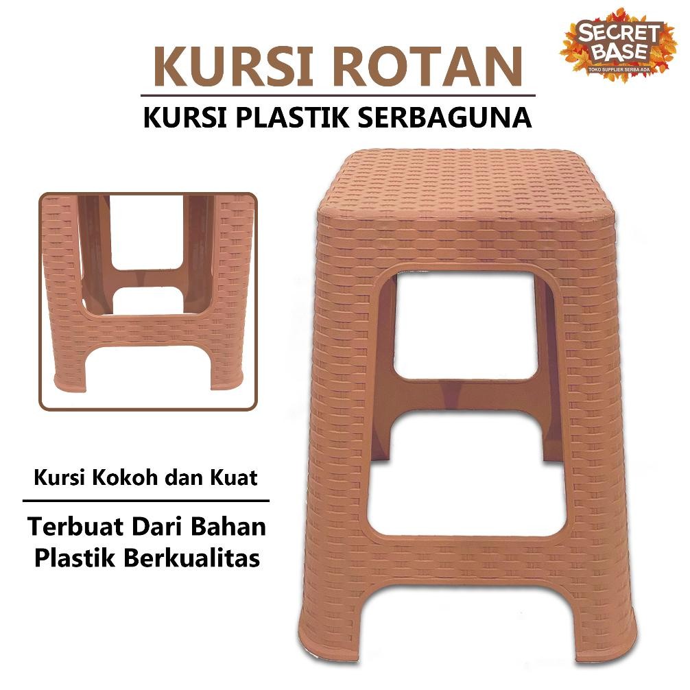 Kursi Rotan - Kursi Plastik Tinggi / Bangku Tinggi Kokoh / Kursi Motif Rotan Murah Cek Dulu