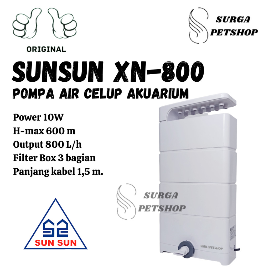 SUNSUN XN 800 Pompa Air Internal Filter Akuarium Kolam Ikan Turtle Kura Kura XN800 Penyaring Water P