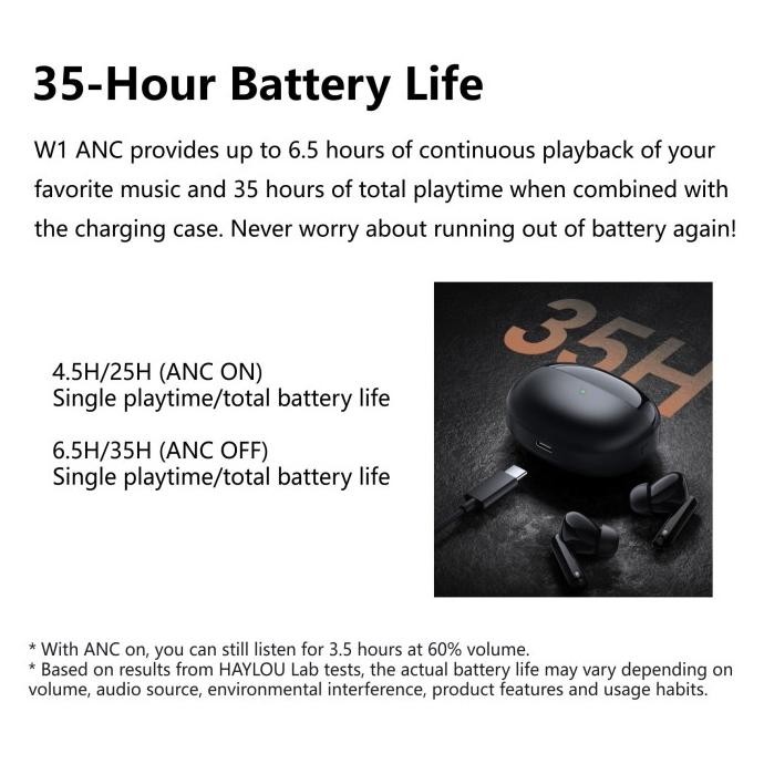 Murah Haylou W1 Anc  Tws True Wireless Earbuds Headset Bluetooth T007