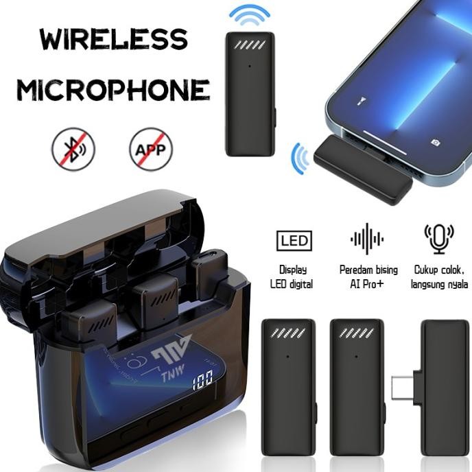 Tnw-A9 Mikrofon Lavalier Nirkabel Digital Display Lapel Microphone Mic New Stok