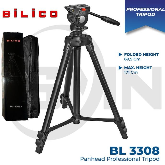 Tripod Video Kamera Profesional Shooting Fluid Head Tripod Ae Bl-3308 New Stok