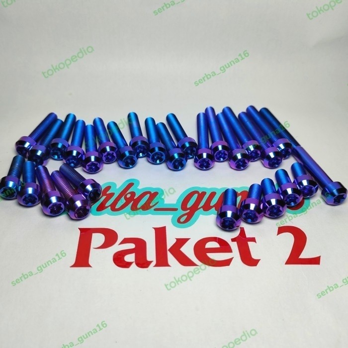 TERLARIS BAUT BLOK TITANIUM NINJA 250FI KIRI & KANAN+TUTUP GEAR DEPAN