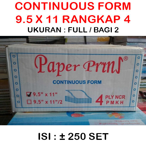 

Continuous Form Merk Paper Print 9.5 x 11/2 Rangkap 4
