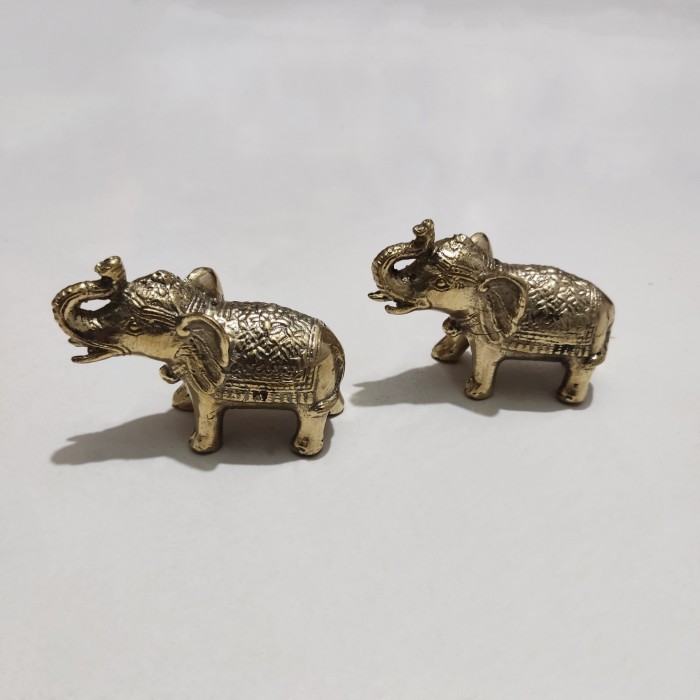 ------] Patung Gajah Kuningan Kecil Elephant Brass Gajah Thailand Fengshui