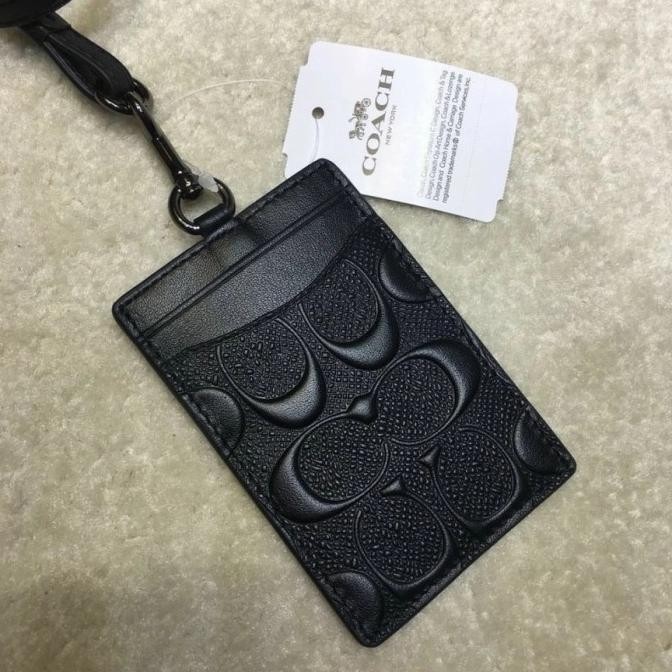 

COACHH SIGNATURE EMBOSSED ID HOLDER CARD LANYARD ORIGINAL - BLACK DW