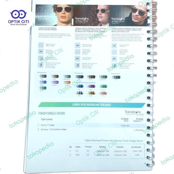 Lensa photochromic Crizal Transition Gen 8 Essilor Orma 1.5 Grey Terlaris