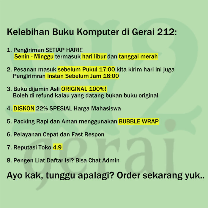

BERGARANSI BUKU PEMROGRAMAN DATA BASE MYSQL DENGAN PHP 7