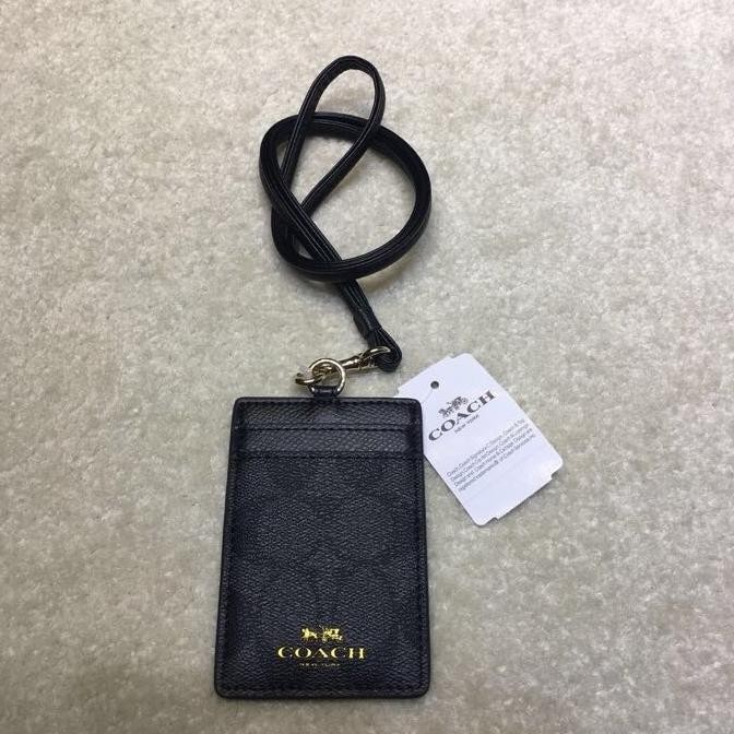 

COACH BLACK SIGNATURE ID TAG LANYARD ORIGINAL FULLSET