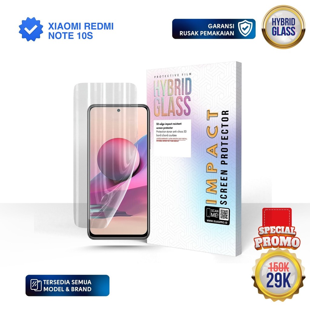 Hybrid Glass For XIAOMI REDMI NOTE 10S - Full Cover Hydrogel Anti Gores Premium Screen Protector Glo