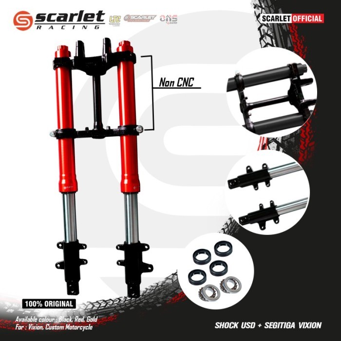 TERLARIS SCARLET RACING Shock Skok Upside Down USD Plus Segitiga Vixion