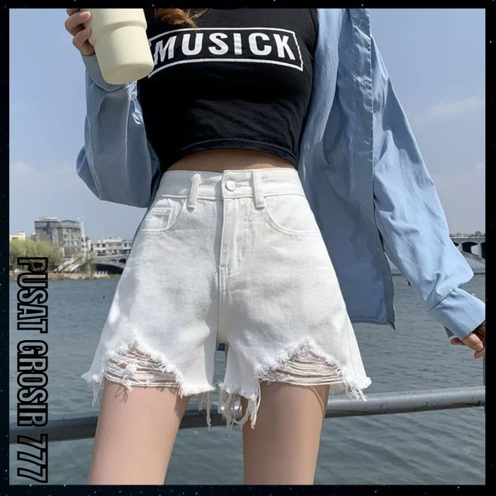 Celana Jeans Pendek Celana Denim Putih Pendek Wanita Fnc 24