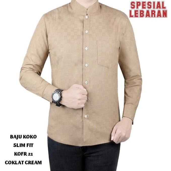 New Sale Baju Koko Muslim Pria Kemeja Koko Pria Slim Fit Lengan Panjang Fortun Remo Kofr 03 Maroon B