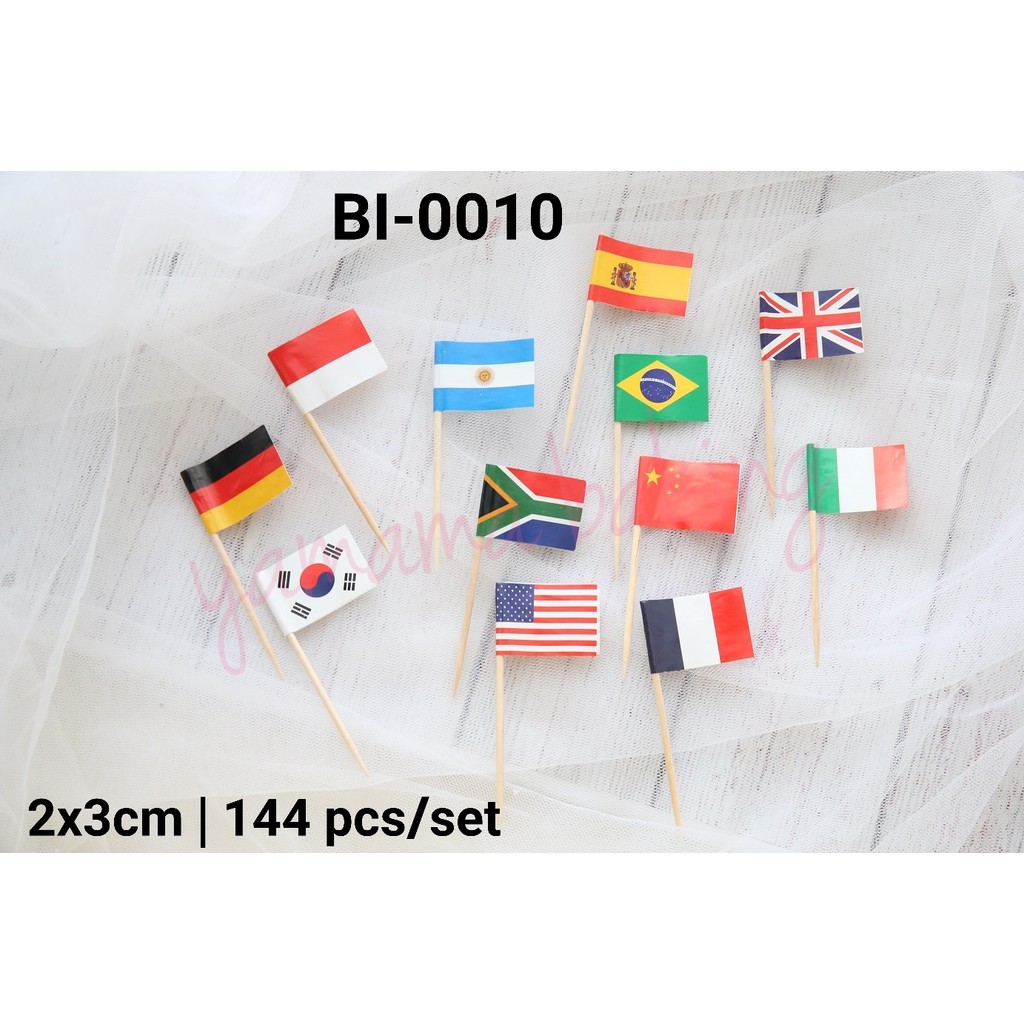 BI-0010 Topper hiasan kue tusukan bendera negara (MAINAN)