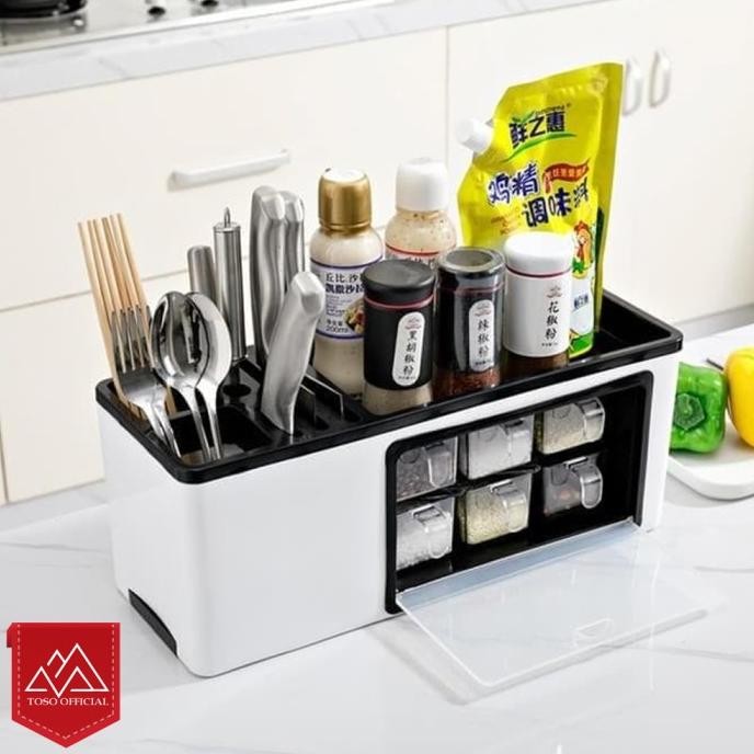 Spesial Multifunctional Compartment Seasoning Box Rak Bumbu Rak Dapur 6 Laci