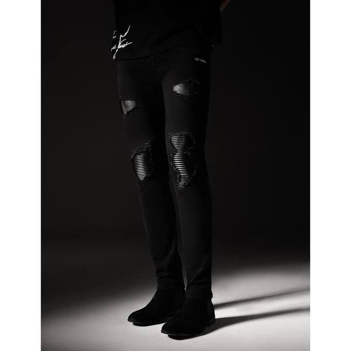 UPRISE Venom Leather Biker Jeans Denim