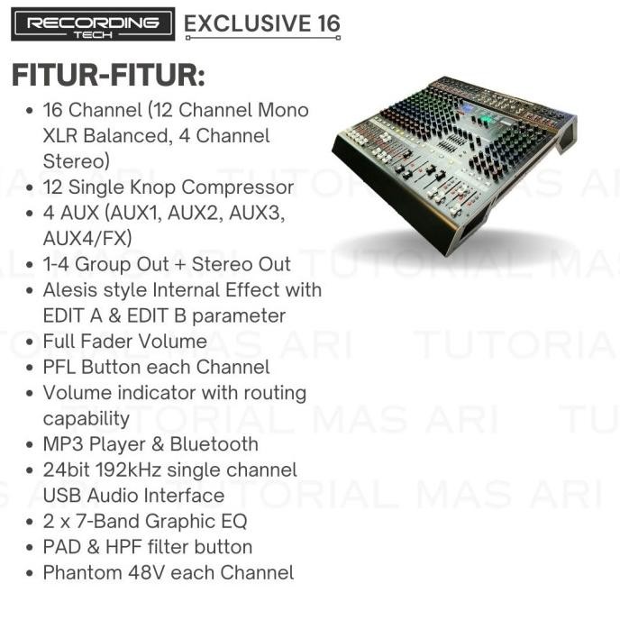 Grosir Mixer Audio 16 Channel - Recording Tech Rt Exclusive 16 | Exclusive16