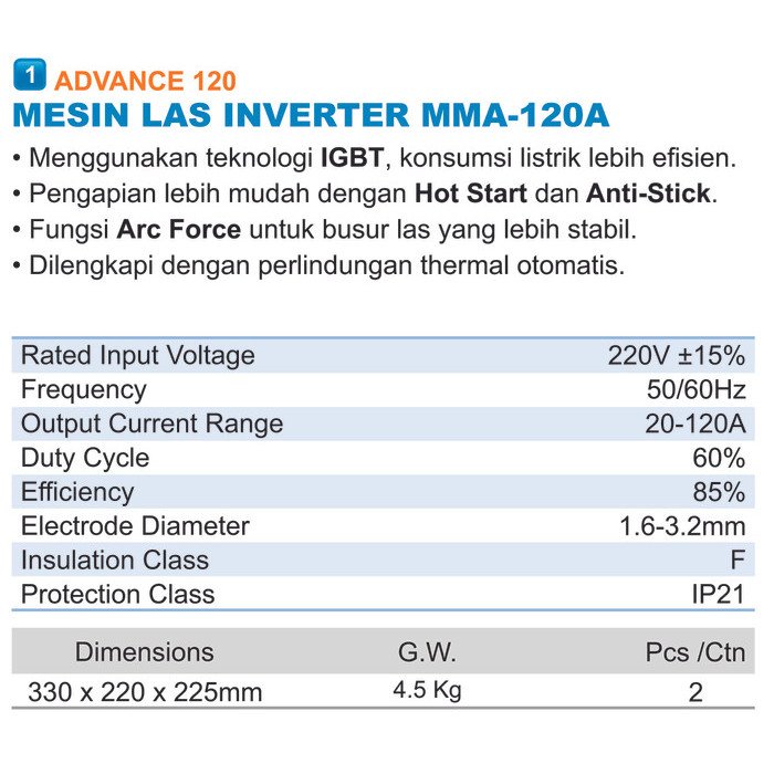 RAMCO MESIN LAS INVERTER MMA ADVANCE 120A