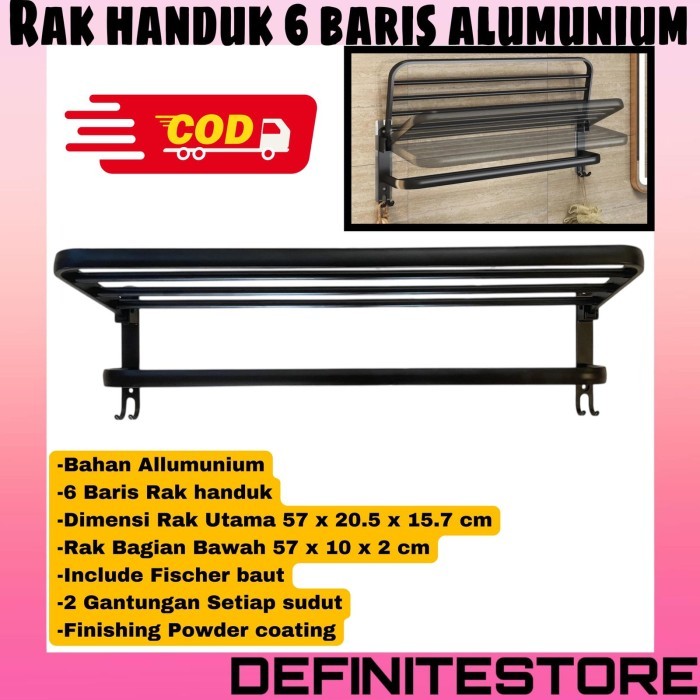Gantungan Handuk Rak Handuk Kamar Mandi Gantungan Handuk Dinding Rak Handuk Hitam Aluminium Anti