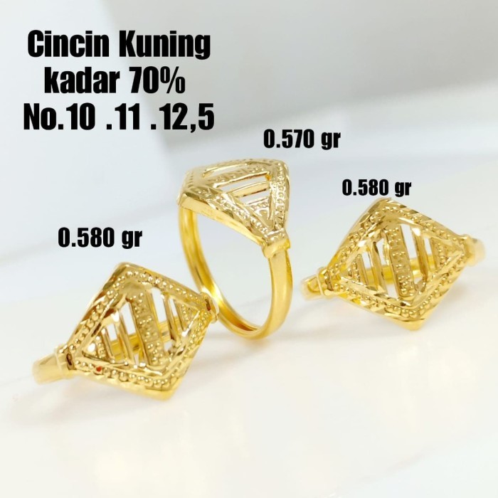 Cincin Mas Kuning 70% Berat 0.580 Gram No.10. 11. 12,5.