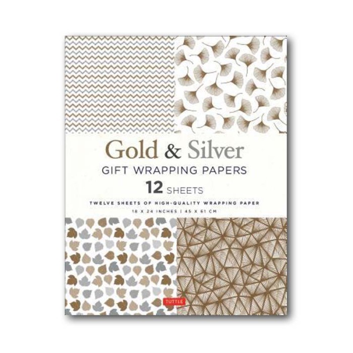 TERLARIS CT Gift Wrap Paper Gold & Silver Gift 12 sheets - 9780804851145