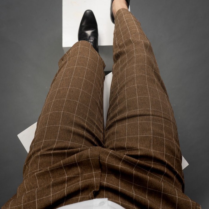 Celana Tartan Pria Slimfit Kotak Tartan Pants Cowok Celana Chino Pria