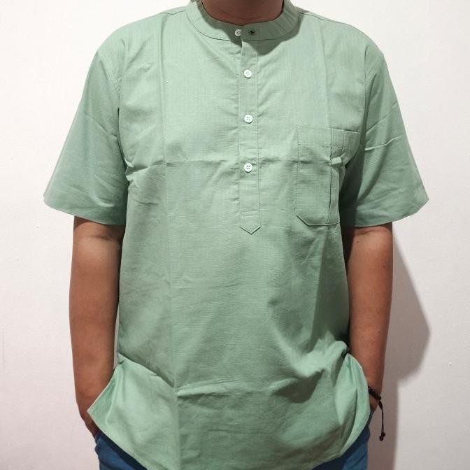 Ready Baju Koko Pria Hijau Sage Terbaik