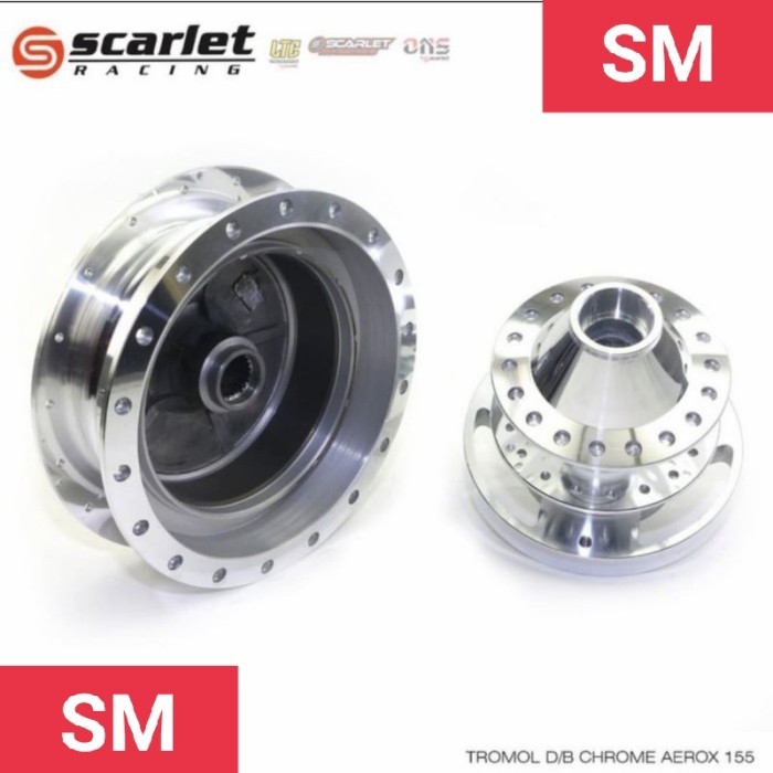Tromol Depan Belakang SCARLET RACING Aerox 155 Chrome