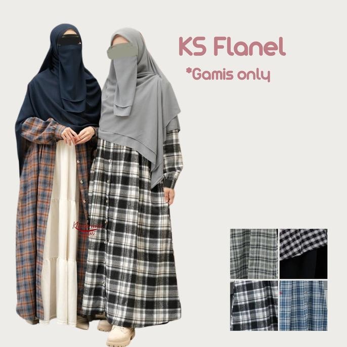 Ready Gamis Outer Ks Flanel By Khumaira Syari Original