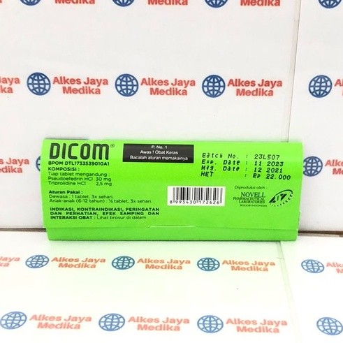 Produk Terbaru ! Dicom Isi 10 Tablet - Obat Flu / Pilek