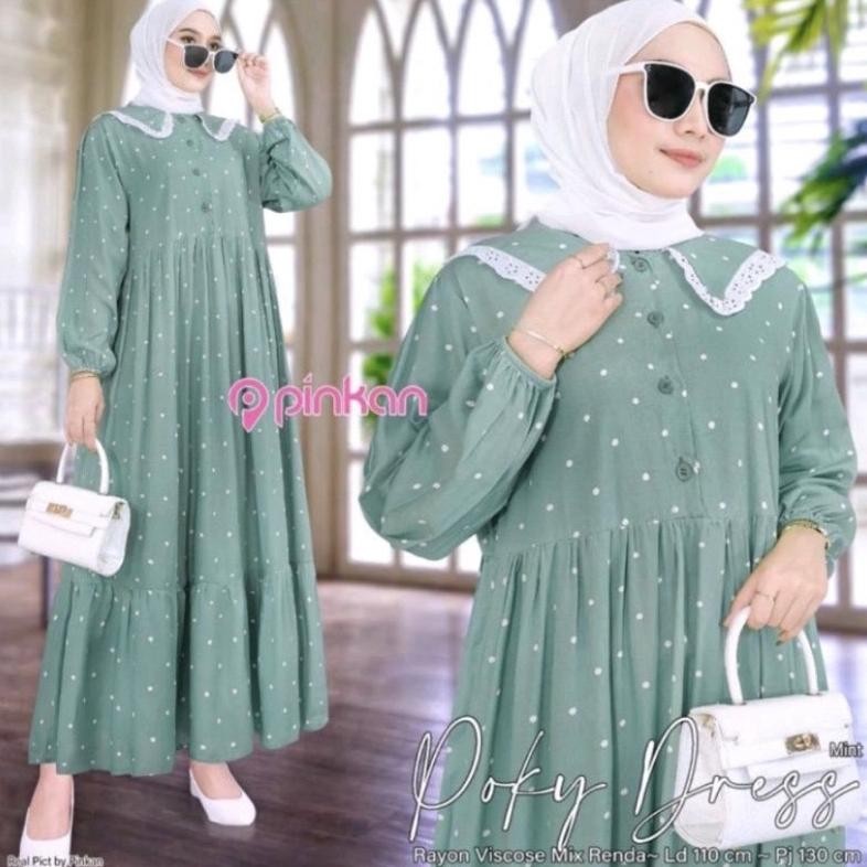 ty-35 (BIGSALE) GAMIS MIDI MOTIF POLKADOT / MIDI DRESS POLKADOT / DRESS TERMURAH KEKINIAN / DRESS MI